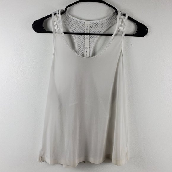 lululemon athletica Tops - LULULEMON Racer Back White Mesh Tank top